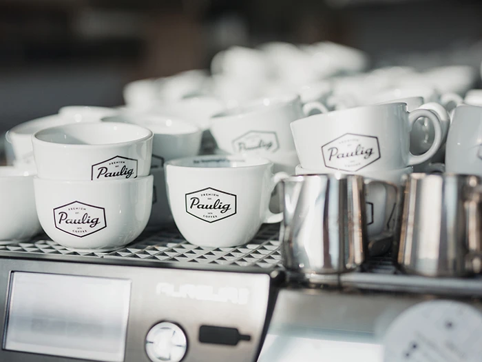 Cups on espresso machine