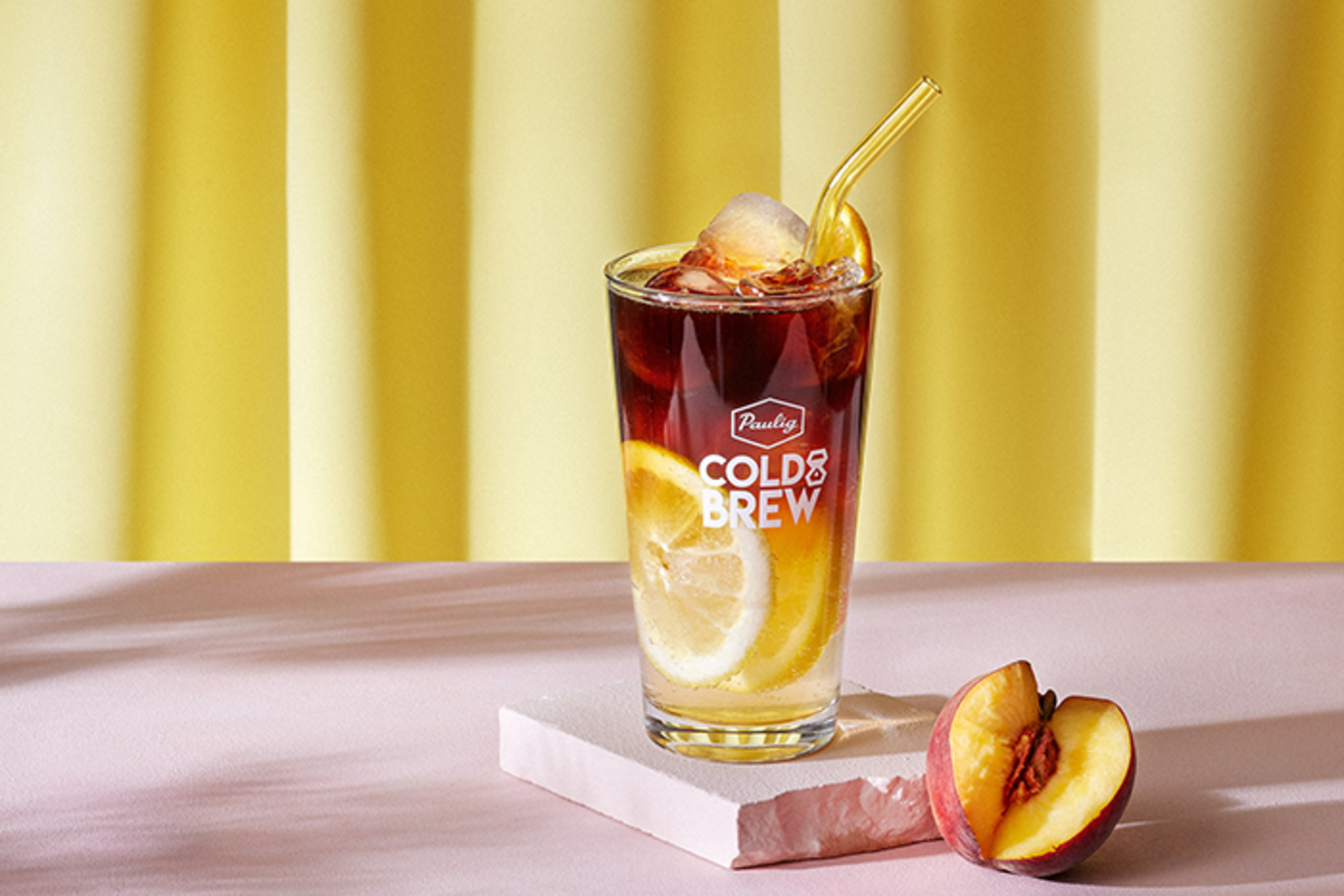 Peach coffee spritzer