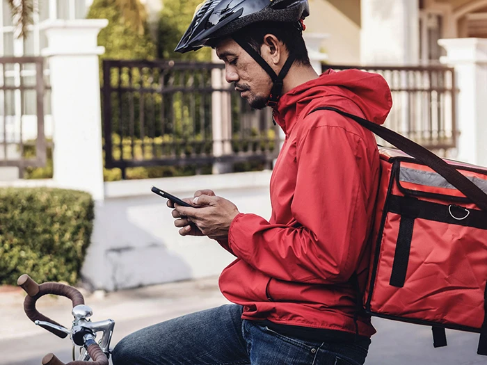 A bicycle food courier