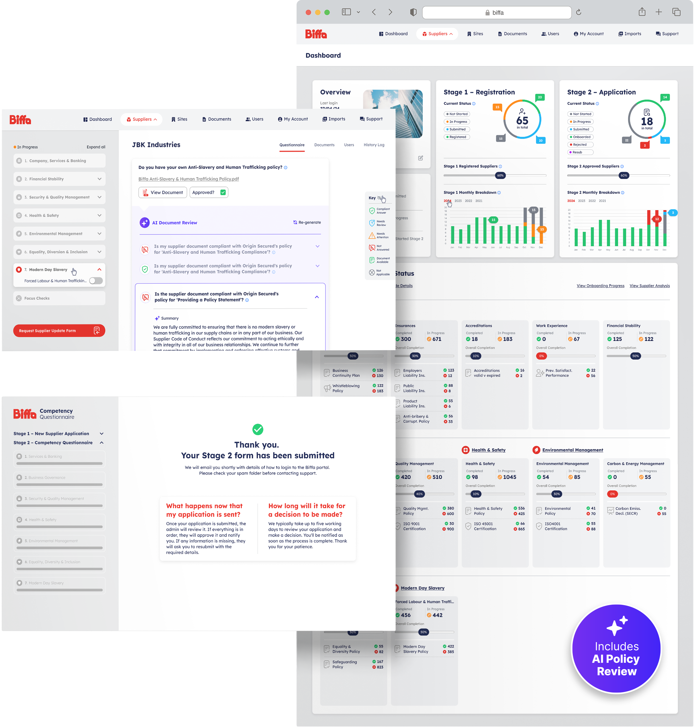 Biffa OS Business desktop screens