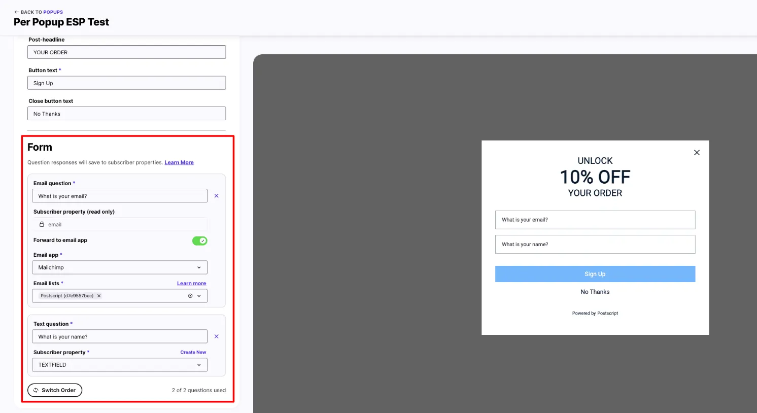 Integration screenshot