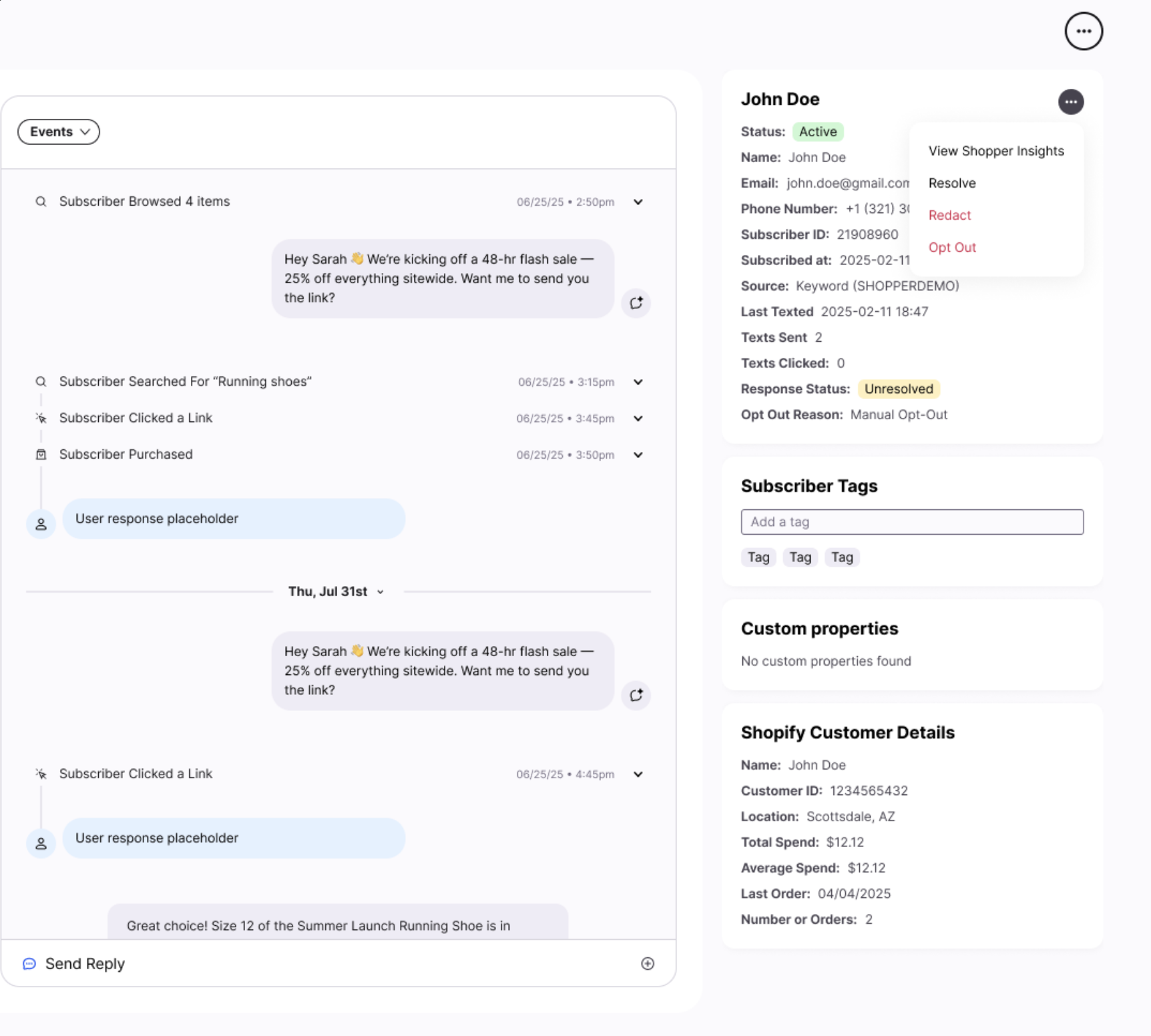 Sub profile timeline Sub profile timeline