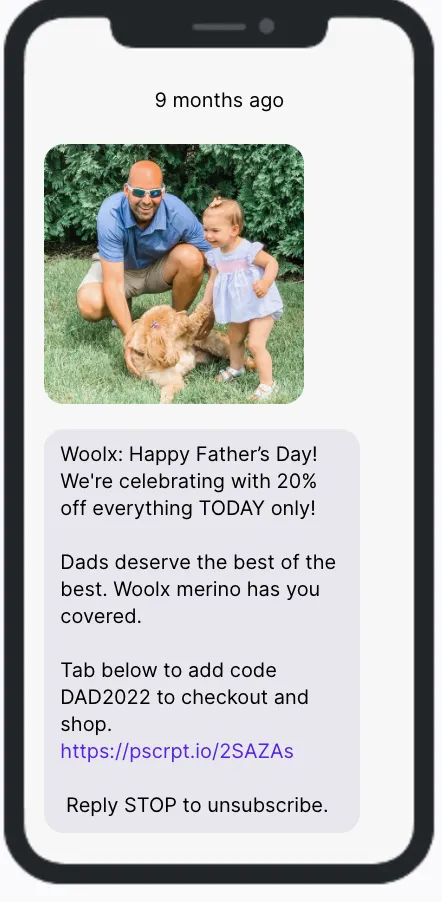 Father's Day SMS Campaign - Woolx Father's Day SMS Campaign - Woolx