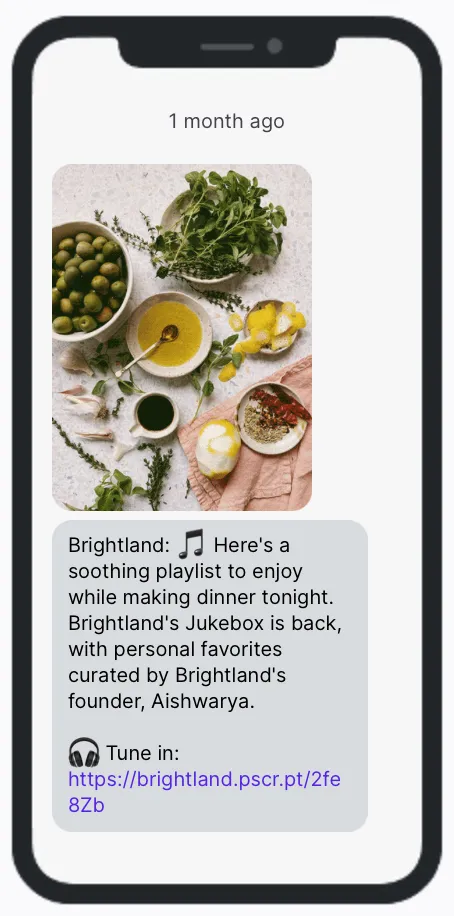 Top Rev Brightland Playlist Example Playlist campaign from Brightland