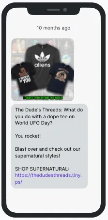 Dude's Threads UFO Text Example Dude's Threads UFO Text Example