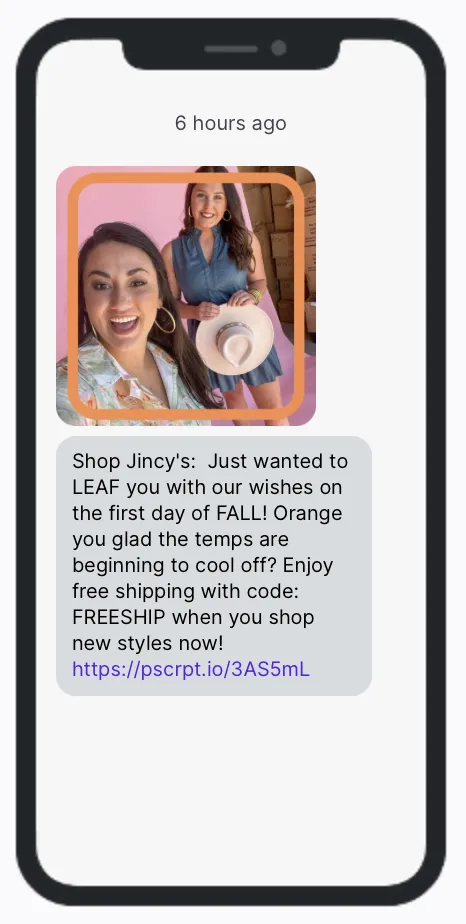 First Day of Fall - SMS Campaign - Jincys First Day of Fall - SMS Campaign - Jincys