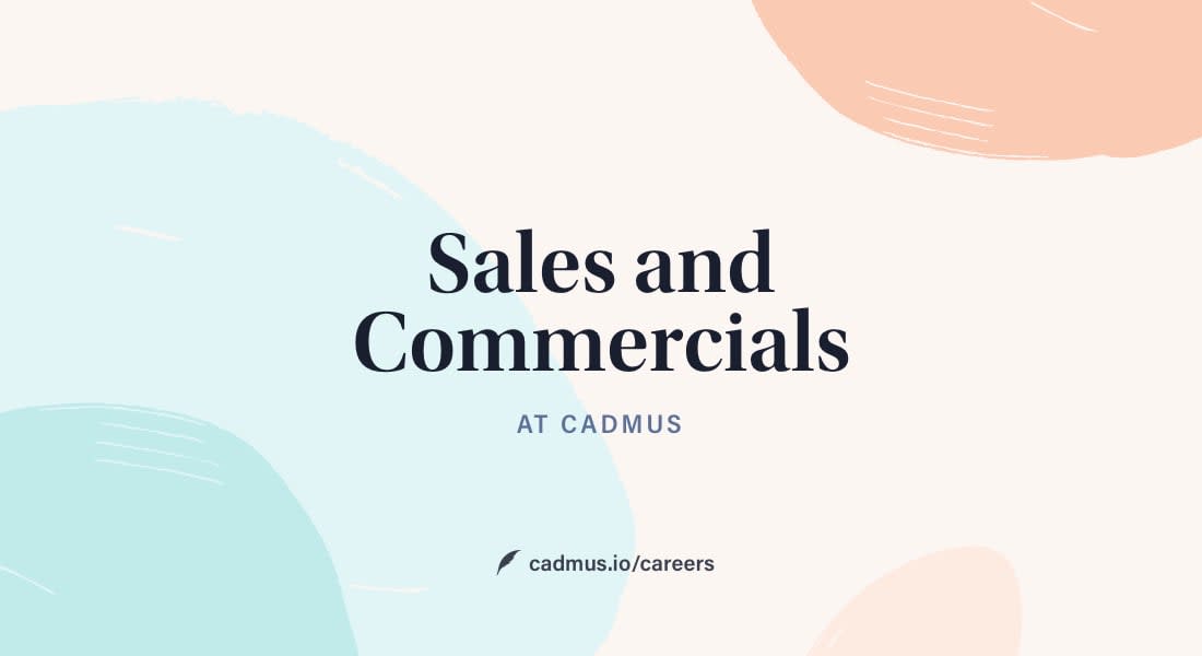 A banner that says Sales and Commercials at Cadmus