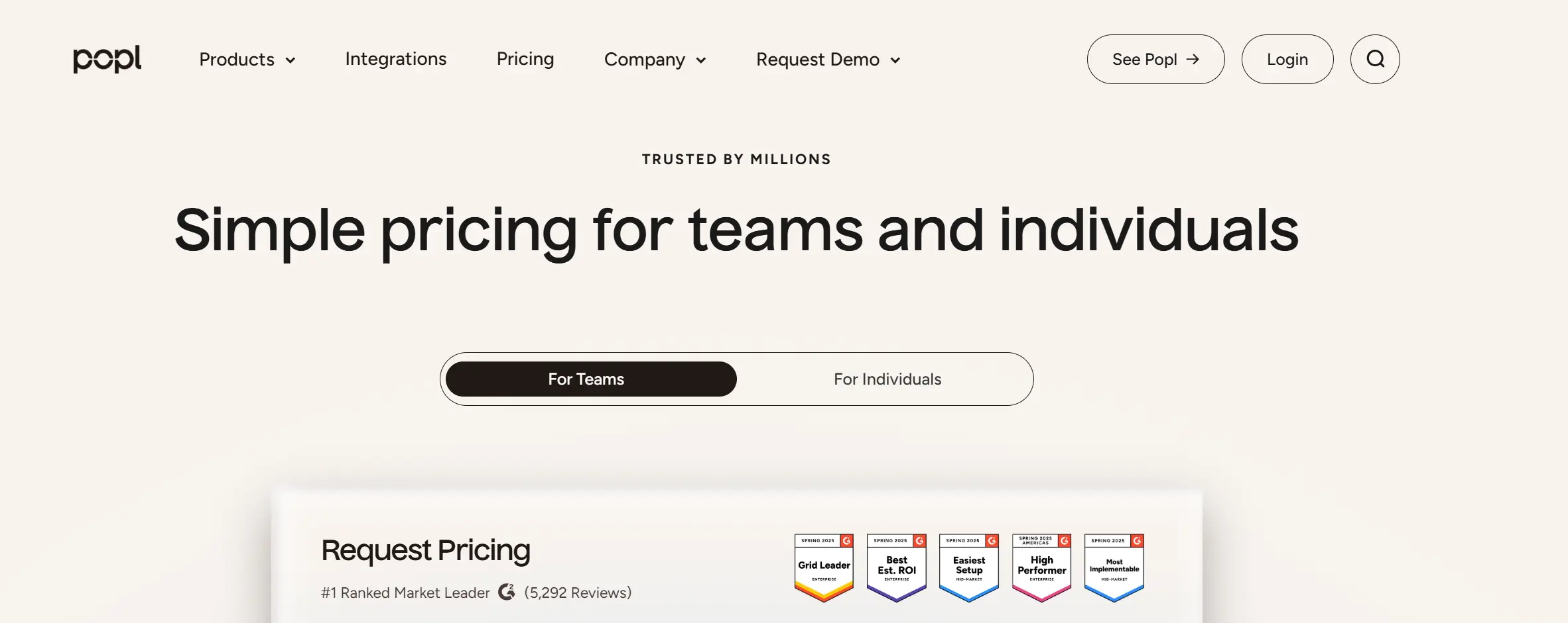 Popl Pricing Snapshot