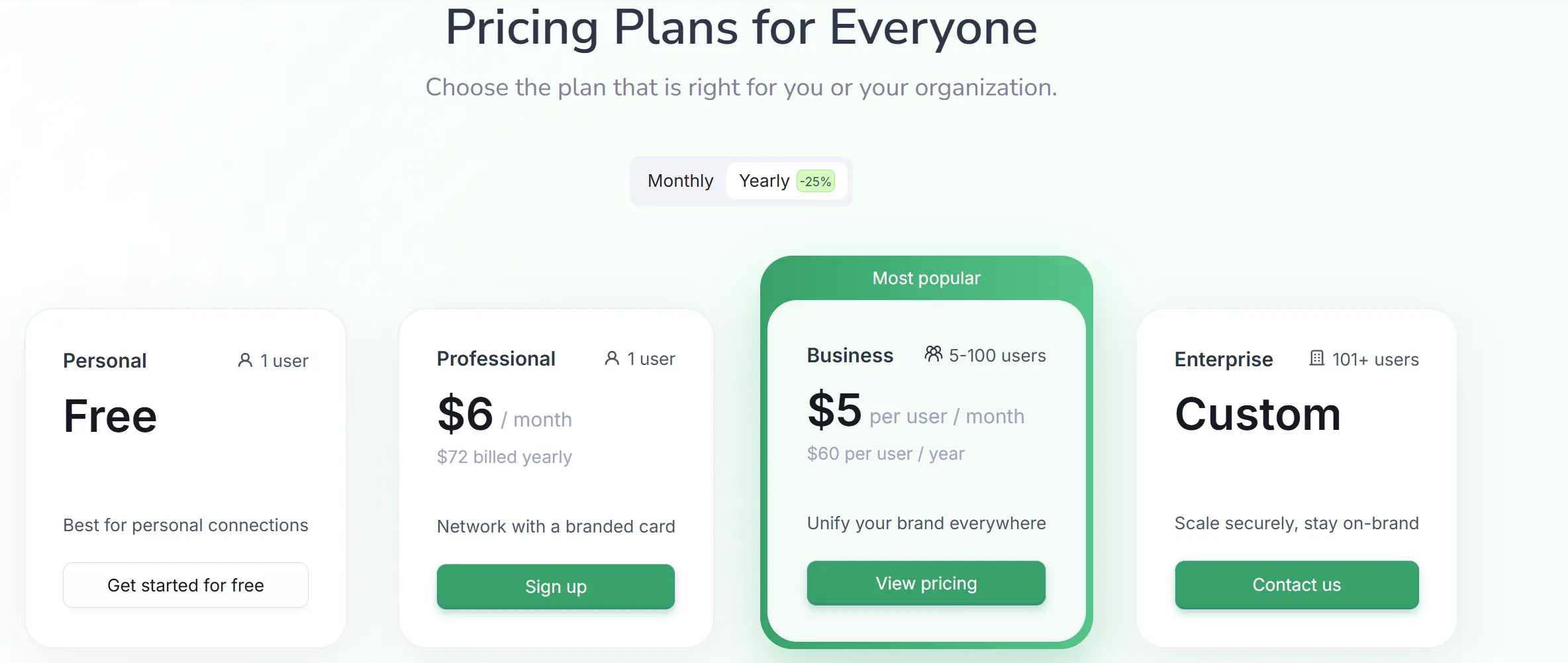 Best Digital Business Cards for Enterprises - HiHello Pricing