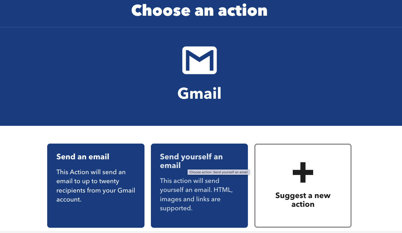 gmail action in IFTTT
