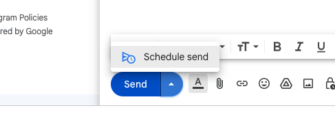 schedule send button in gmail