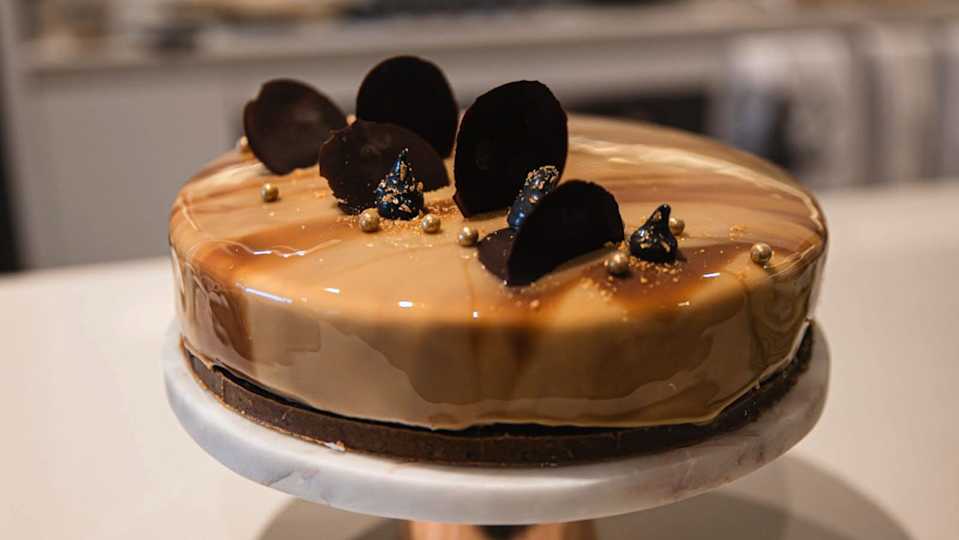 Caramelized White Chocolate Black Sesame Entremet