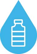 Icono de la botella sobre una gota azul.