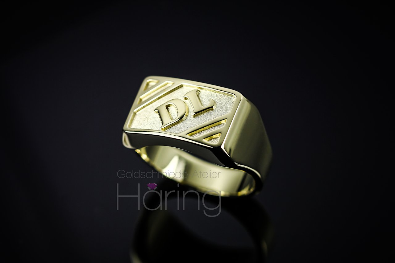 Herrenring Gelbgoldring mit Monogramm 6687