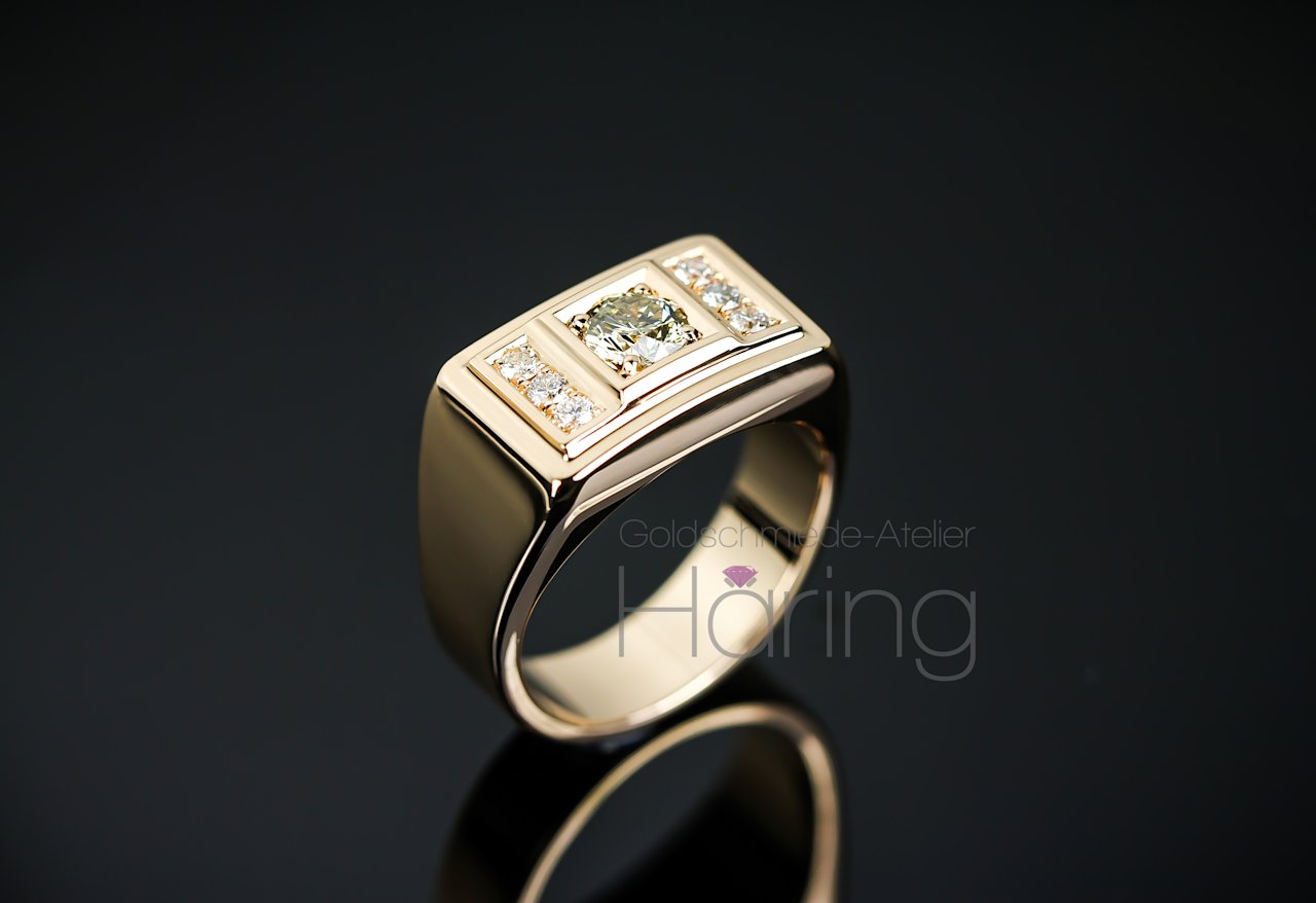 Herrenring Rotgoldring Brillanten 6609