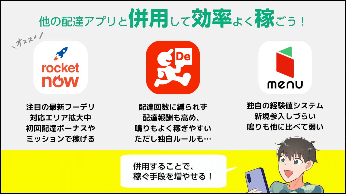Uber Eats 他の配達アプリと併用