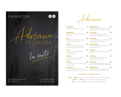 Adriano pizzeria, la carte