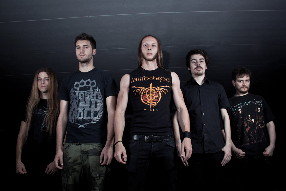 2012 Lineup. From left to right: Federico Venturi (Guitars), Dario Armeli (Guitars), Fabio Ferrari (Vocals), Francesco Muzzi (Drums), Valentino Colona (Bass)
