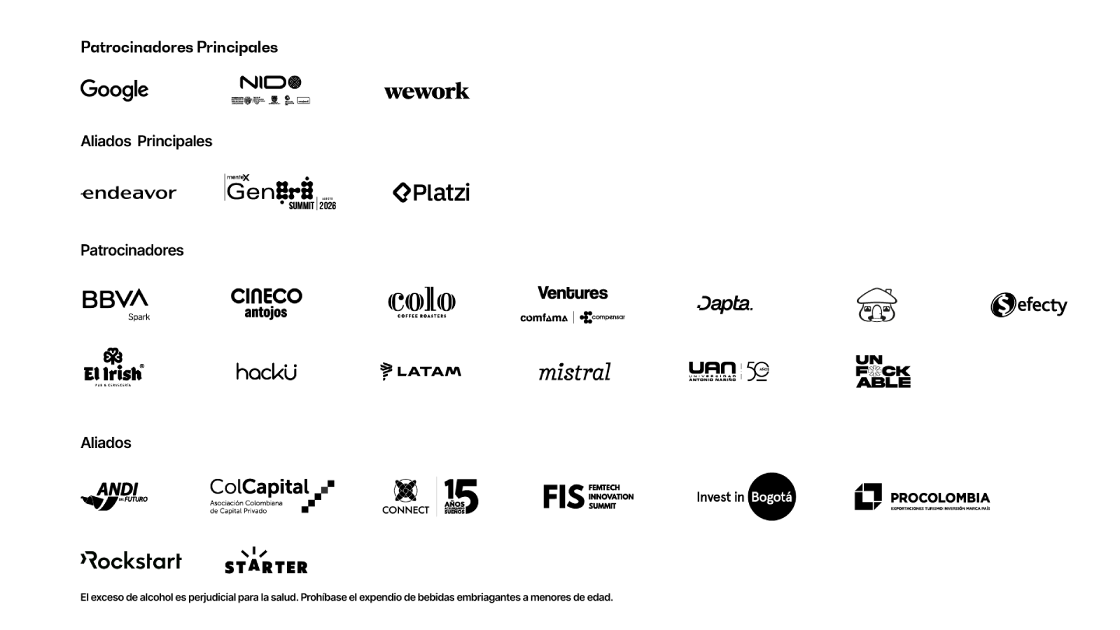 placa de logos del festival de emprendimiento de Bogotá