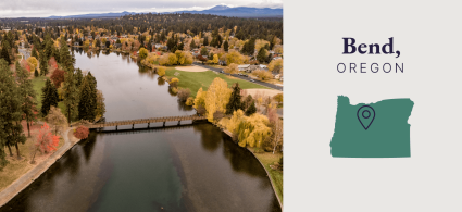 A graphic showcases data about Bend, Oregon, one of the best destinations for solo travelers.