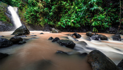 The waterfall feeds into a river in Uvita, one of the best vacation spots for couples. 