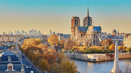 A photo of Paris, France, one of the most romantic fall getaways.