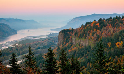 A photo of Columbia River Gorge, Oregon, one of the best places for fall vacations.