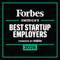 Forbes best startup employers 2026 black square logo