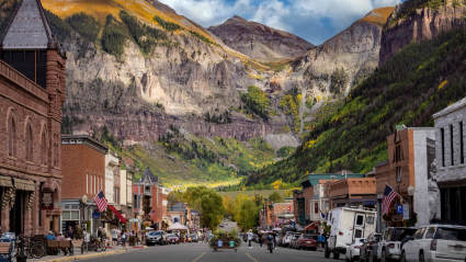 A photo of Telluride, Colorado, one of the most romantic fall getaways.
