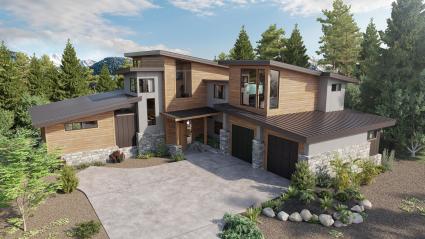 Exterior of a new construction second home by Pacaso in Olympic Valley
