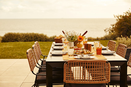 outdoor table over looking ocean