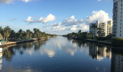 delray beach waterway with rain clouds