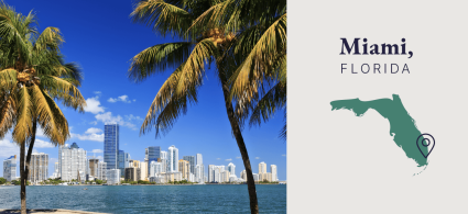 A graphic showcases data about Miami, Florida, one of the best destinations for solo travelers.