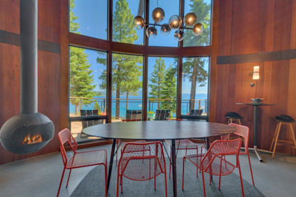 Dining table overlooking lake tahoe