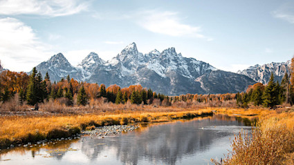 A photo of Jackson Hole, Wyoming, one of the most romantic fall getaways.