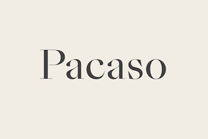 The Pacaso wordmark, set in a dark serif typeface on a cream background