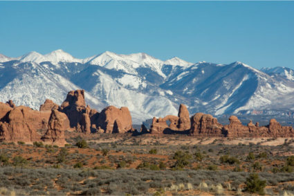 An image shows the La Sal Mountains, hosts to one of the many luxury mountain getaways in Colorado.
