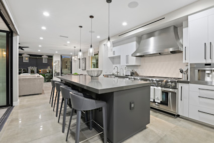 Gray modern kitchen on balboa island