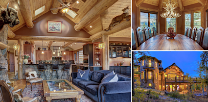 mountian living room, dining room, and exterior