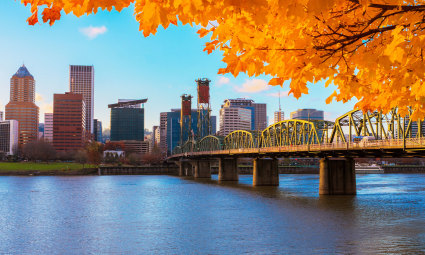 A photo of Portland, Oregon, one of the best places for fall vacations.