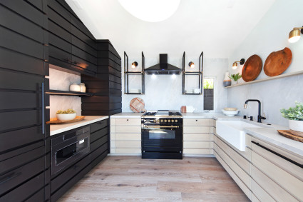 black and beige modern kitchen