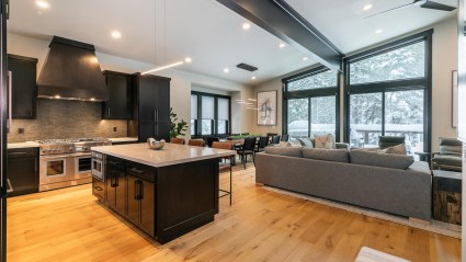 Kitchen and living of a Truckee second home