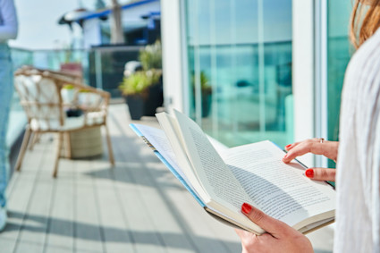 Book open on balcony