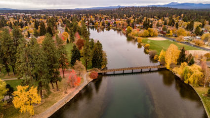A photo of Bend, Oregon, one of the most romantic fall getaways.