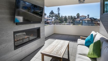 Rooftop with fireplace and tv