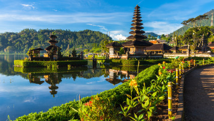 Ancient shrines draw visitors to Bali, one of the best vacation spots for couples. 