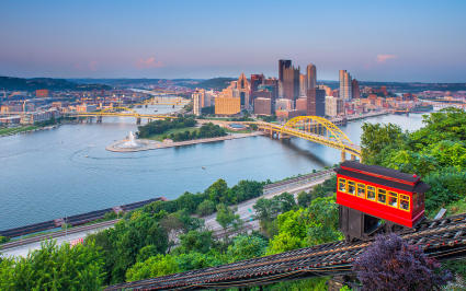 The city of Pittsburgh is framed by the rivers, one of the best spring break ideas for families.