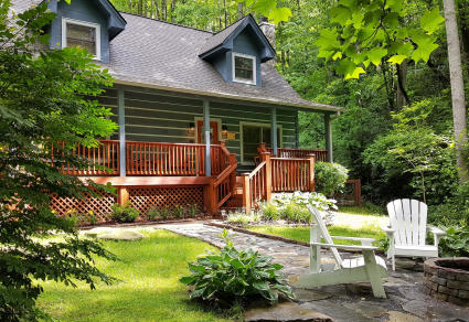 A photo of a lodge, one of the many types of vacation homes.