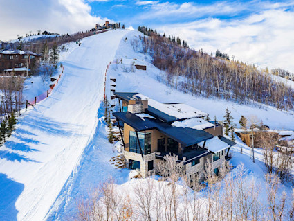 modern home on ski path