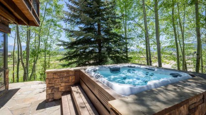 Hot tub in a Teton Village second home with views of Grand Teton